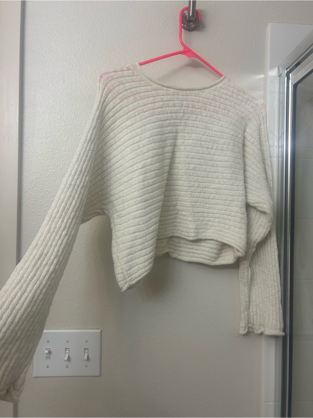 RVCA Ribbed Cropped Crewneck Sweater - Cream
